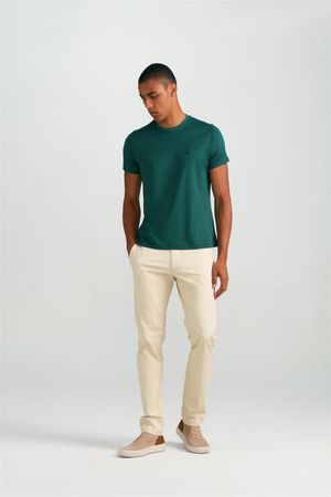 Camiseta Manga Curta Pima Slim Fit - Azul Marinho / Folha