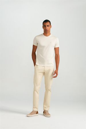 Camiseta Manga Curta Pima Slim Fit - Chino / Bege Creme