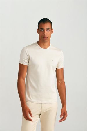 Camiseta Manga Curta Pima Slim Fit - Chino / Bege Creme