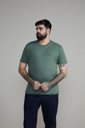 Camiseta Manga Curta Malha Básica Slim Fit - Verde Hera