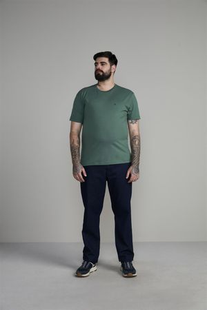 Camiseta Manga Curta Malha Básica Slim Fit - Verde Hera