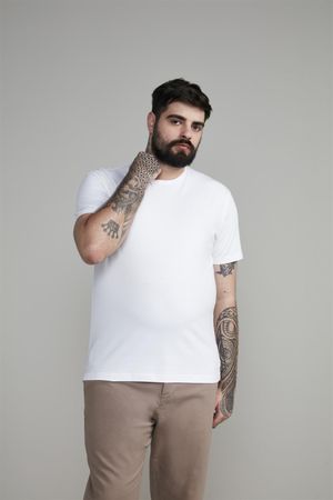 Camiseta Manga Curta Malha Básica Slim Fit - Branco