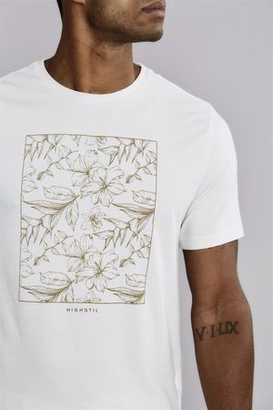 Camiseta Manga Curta Estampada Slim Fit - Off White