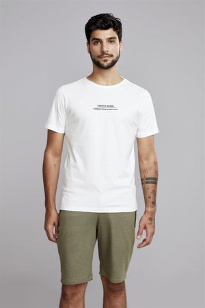 Camiseta Gola Corte A Fio Slim Fit - Off White