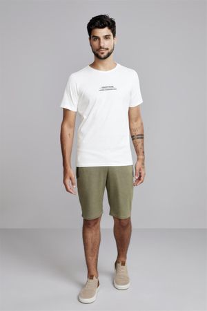 Camiseta Gola Corte A Fio Slim Fit - Off White