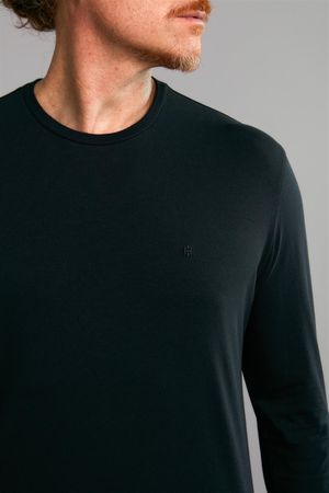 Camiseta Manga Longa Premium Comfort Malha - Preto