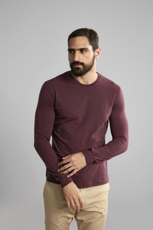 Camiseta Manga Longa Premium Malha Slim Fit - Vinho