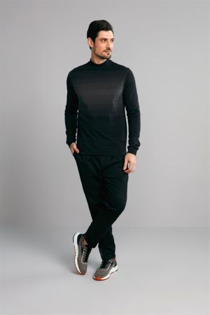 Camiseta Manga Longa Premium Malha Slim Fit - Preto / Cinza Chumbo