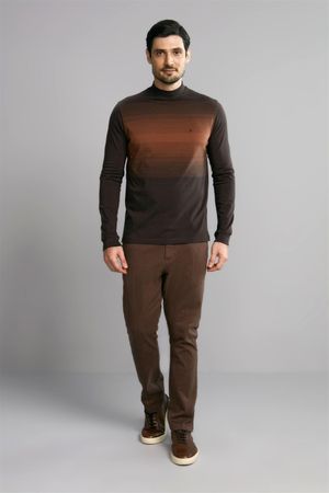 Camiseta Manga Longa Premium Malha Slim Fit - Marrom / Marrom Telha
