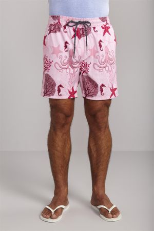 Short Masculino Praia Estampado - Rosa