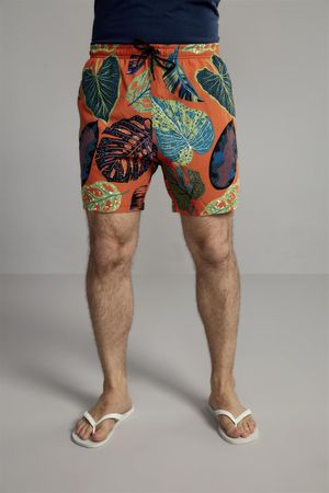 Short Masculino Praia Estampado - Laranja