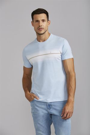 Camiseta Malha Slim Fit - Azul Sky / Branco