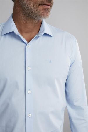 Camisa Manga Longa Fio Tinto Slim Fit - Azul Claro