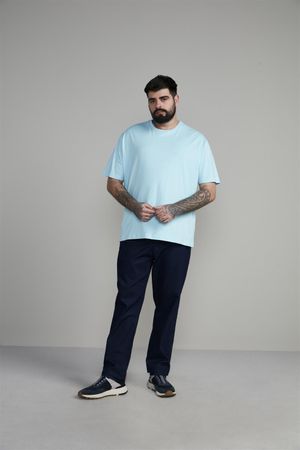 Camiseta Manga Curta Comfort Malha Básica - Azul Piscina
