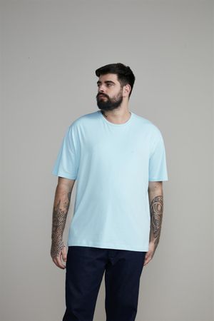 Camiseta Manga Curta Comfort Malha Básica - Azul Piscina
