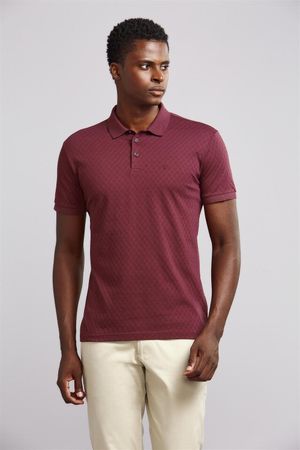 Polo Manga Curta Premium Jacquart Slim Fit - Vinho