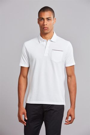 Polo Manga Curta com Bolso Comfort Premium Piquet - Branco