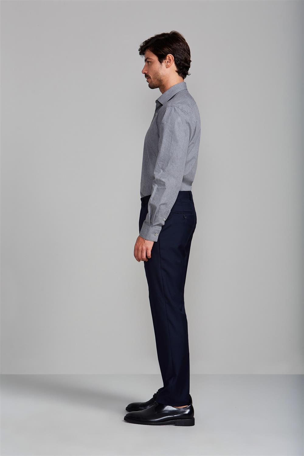 Camisa Manga Longa Comfort Fio Tinto - Cinza Chumbo