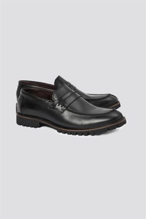 Sapato Mocassim Tratorado Couro - Preto