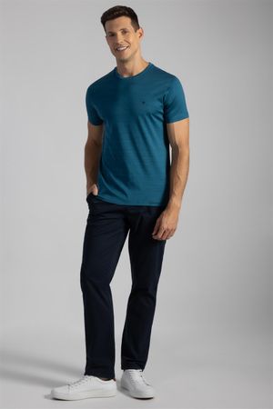 Camiseta Manga Curta Pima Slim Fit - Azul Royal / Azul Marinho