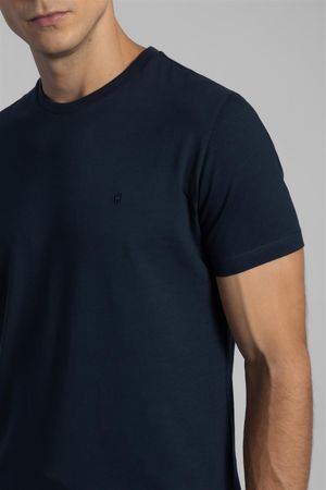 Camiseta Manga Curta Premium Malha Slim Fit - Azul Marinho