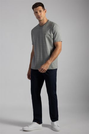 Camiseta Manga Curta Comfort Pima - Creme / Verde Floresta