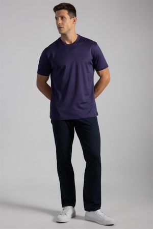 Camiseta Manga Curta Comfort Pima - Azul Marinho / Roxo