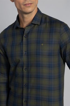 Camisa Manga Longa Fio Tinto Slim Fit - Azul