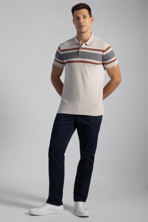 Polo Manga Curta Office Piquet Slim Fit - Khaki / Creme