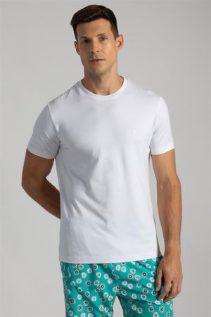 Camiseta Manga Curta Premium Malha Slim Fit - Branco