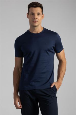 Camiseta Manga Curta Pima Slim Fit - Azul Marinho / Azul Noturno