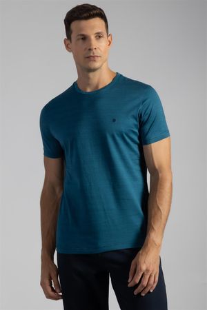 Camiseta Manga Curta Pima Slim Fit - Azul Royal / Azul Marinho