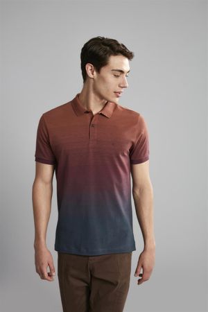 Polo Manga Curta Malha Slim Fit - Marrom Caramelo / Vinho