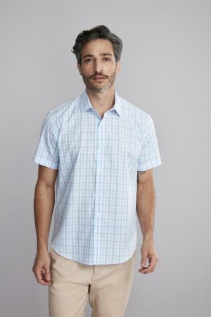Camisa Manga Curta Slim FIt - Azul