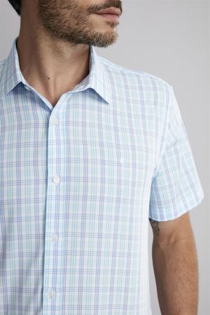Camisa Manga Curta Slim FIt - Azul