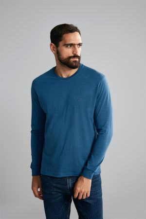 Camiseta Manga Longa Premium Comfort Malha - Azul Noturno