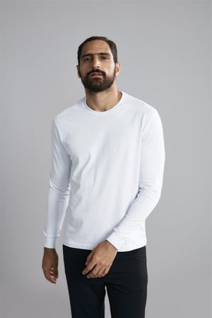 Camiseta Manga Longa Premium Comfort Malha - Branco