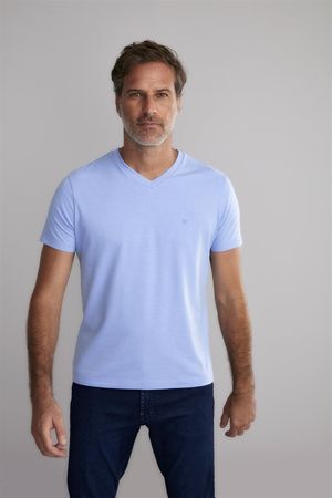 Camiseta Manga Curta Básica Malha Slim Fit - Azul Hortencia