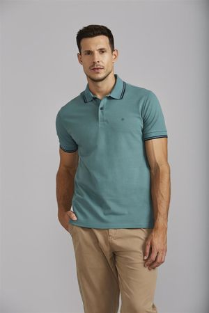 Polo Manga Curta Piquet Básica Slim Fit - Verde Malva