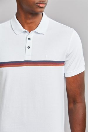 Polo Manga Curta Malha Slim Fit - Branco / Vinho