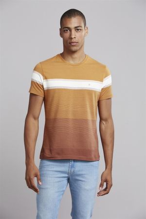 Camiseta Manga Curta Malha Slim Fit - Marrom Avelã / Marrom Caramelo