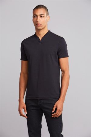 Polo Manga Curta Premium Malha Slim Fit - Preto
