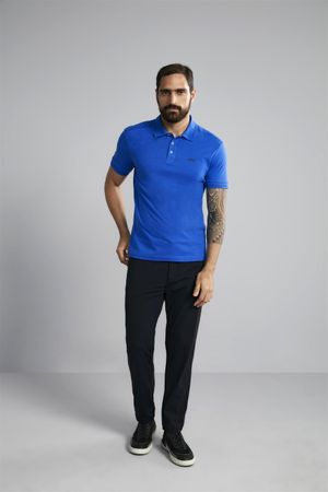 Polo Manga Curta Premium Piquet Slim Fit - Azul Royal