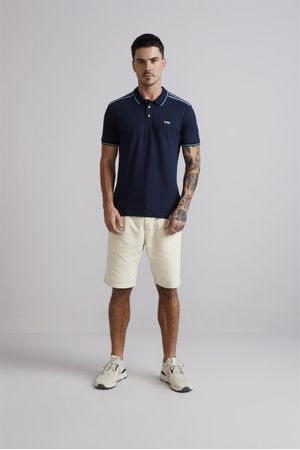 Camisa Polo Premium Piquet Slim Fit - Azul Marinho