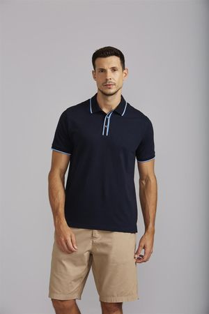 Camisa Polo Premium Comfort Malha - Azul Marinho