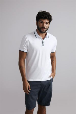 Camisa Polo Premium Comfort Malha - Branco