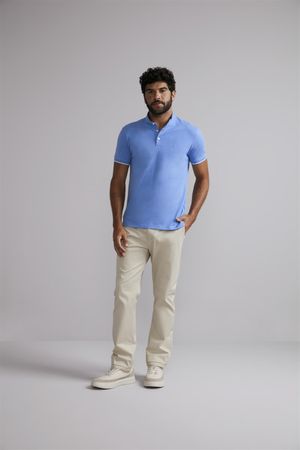 Camisa Polo Premium Piquet Slim Fit - Azul Hidra