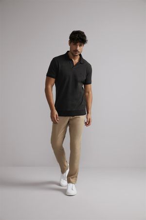 Polo Piquet Slim Fit - Preto / Cinza Chumbo