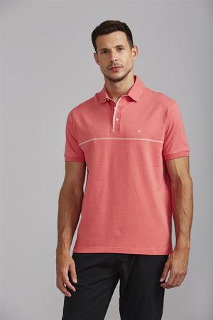 Polo Comfort Malha - Laranja Salmão / Creme