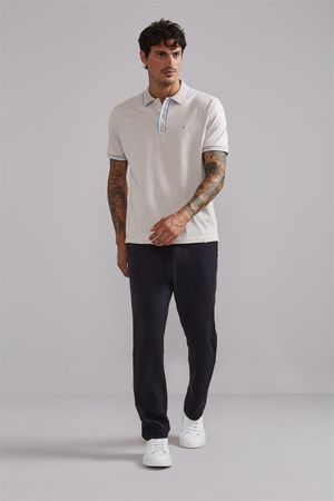 Camisa Polo Comfort Malha - Marrom Craft / Branco